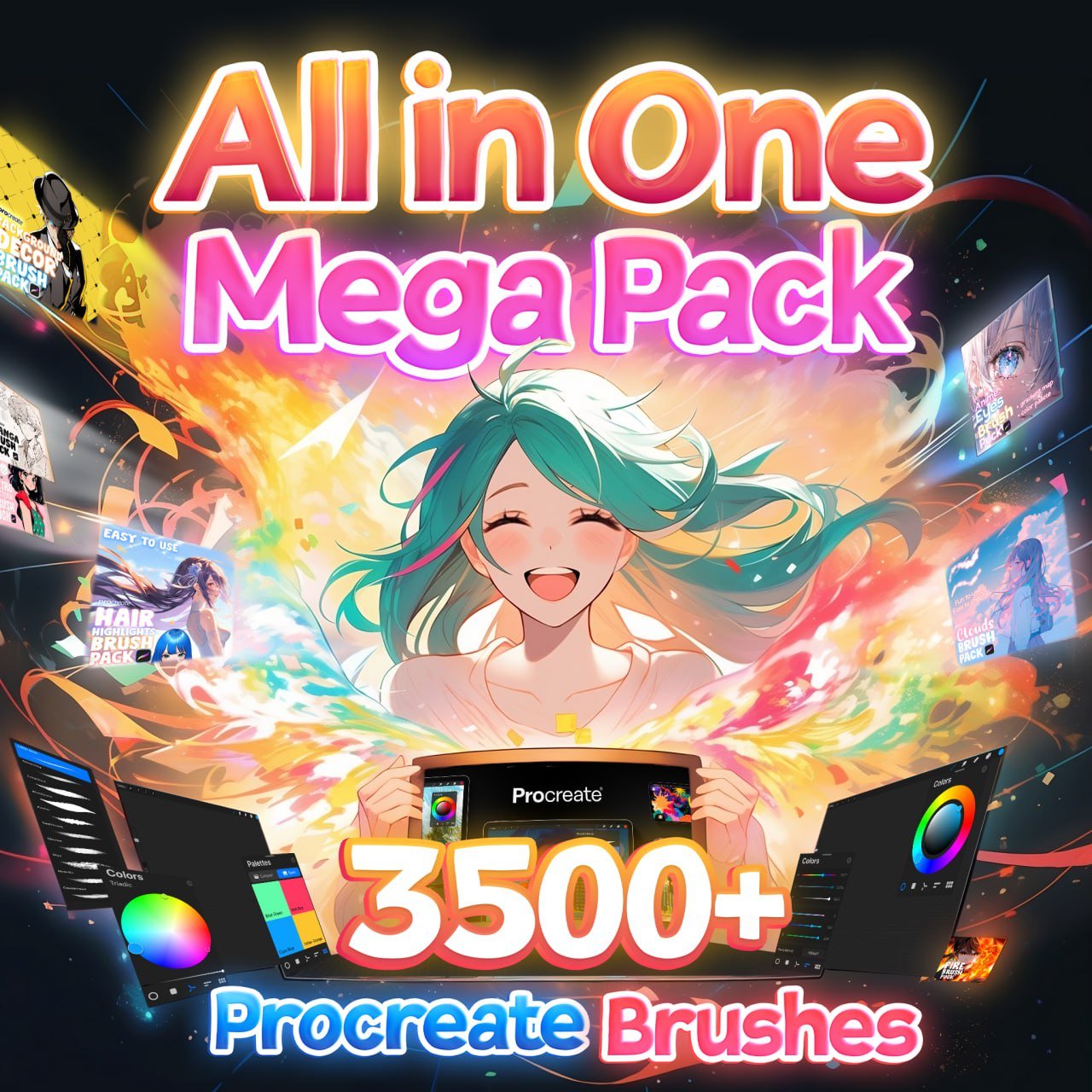 New All in one. Mega brush pack for Procreate by attki! Attki