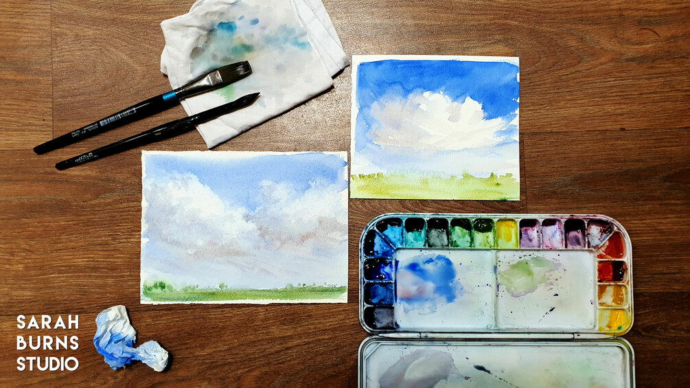 tutorial: how to paint clouds with watercolor + white gouache 