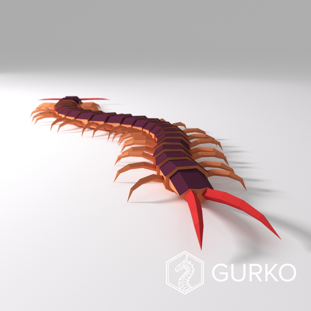 Scolopendra Papercraft, Halloween Decor, Insect, Pdf, Gurko, Pepakura ...