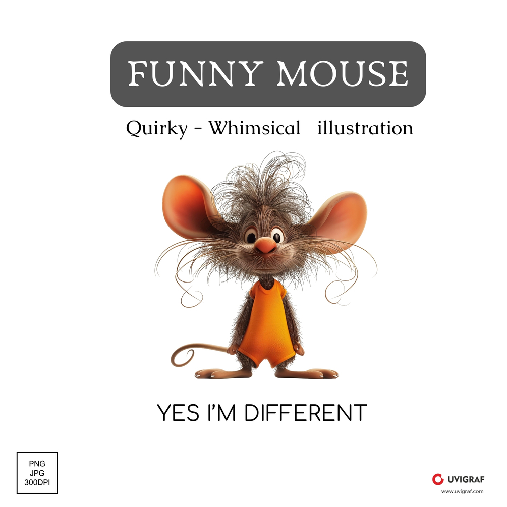 Funny mouse quirky illustration whimsical