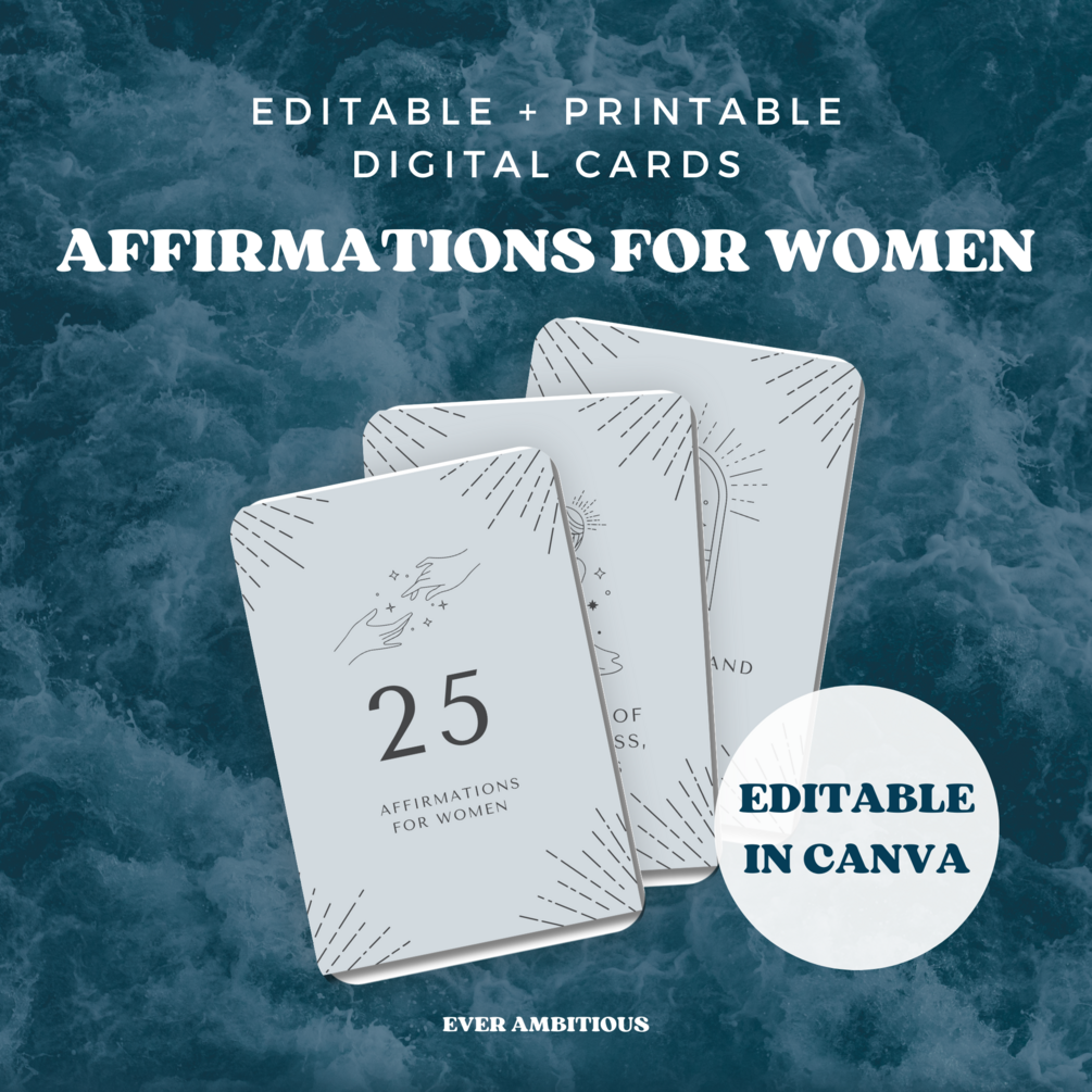 Editable Affirmation Cards for Women Canva Template Empowering Women to