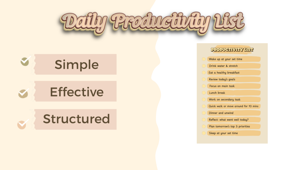 Daily Productivity List – Printable Planner