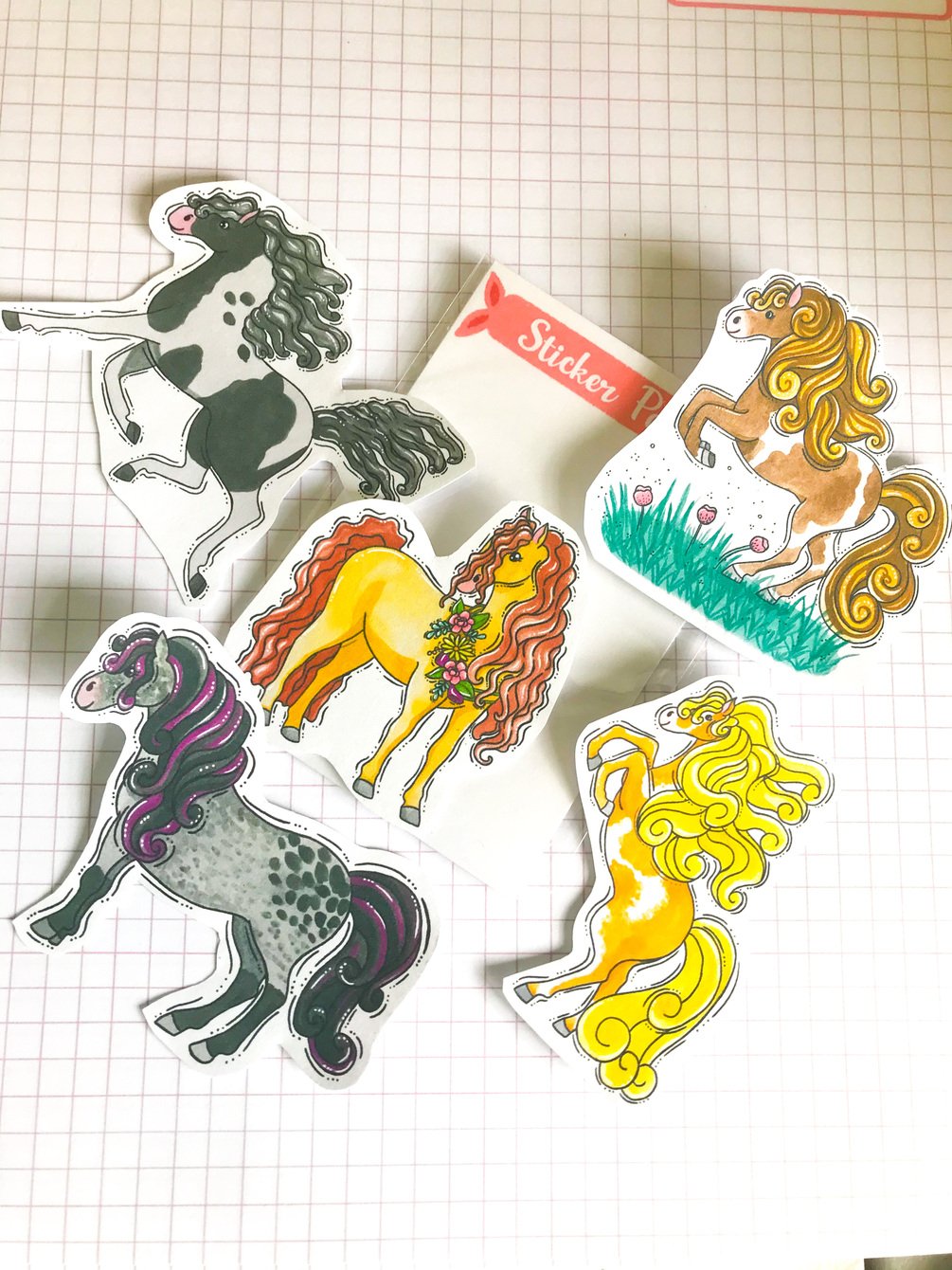 Horse matte dye cut stickers pack