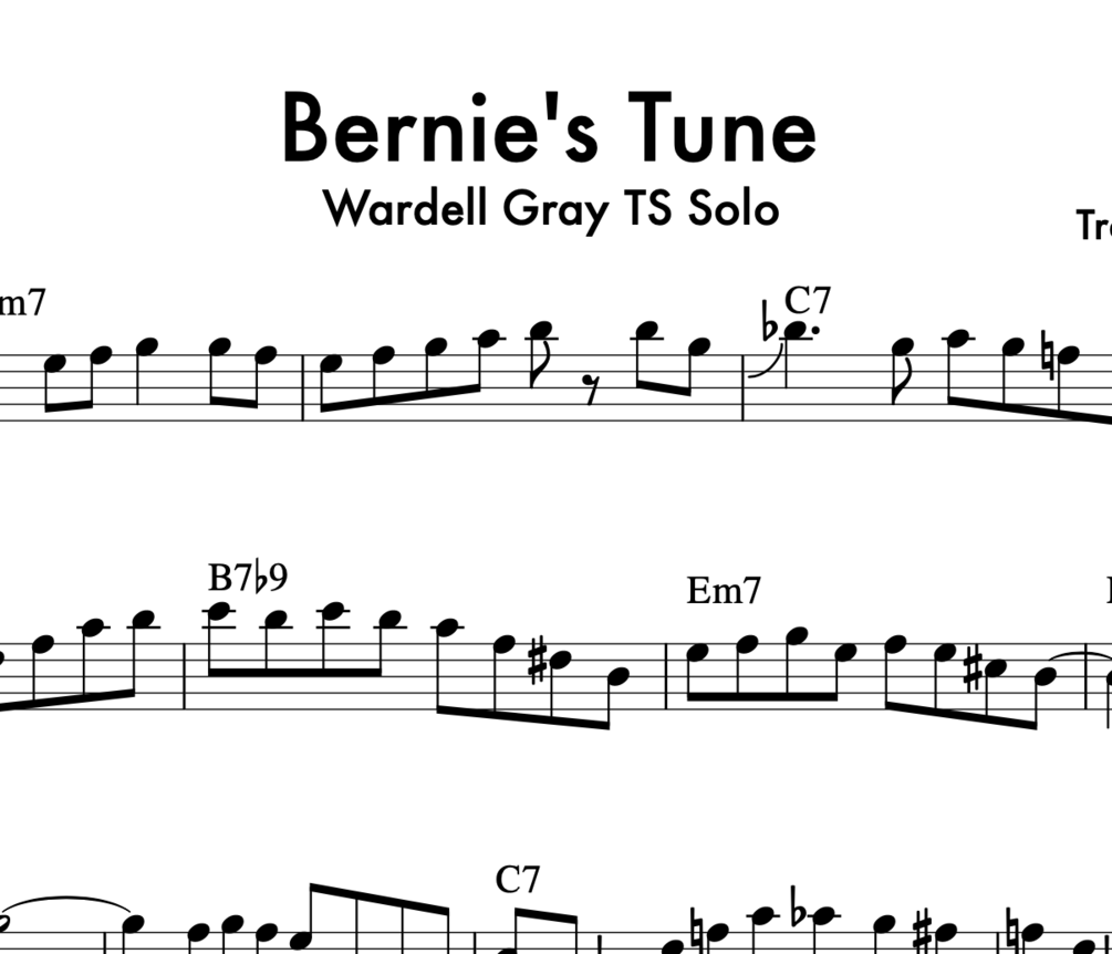 Wardell Gray "Bernie's Tune" Tenor Saxophone Jazz Transcription