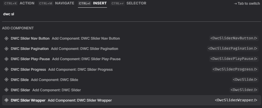 Configuring a Slider Pro component in its own settings panel inside Etch editor