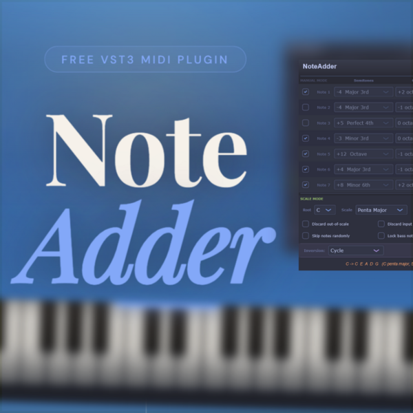 NoteAdder Creative "MIDI Note to Chord" Enhancer VST (Free Windows VST, Open Source Win/Mac/Linux)