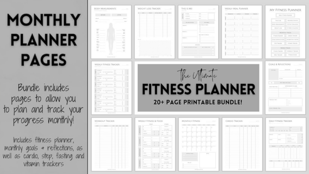 Fitness planner health goal workout planner meal planner 