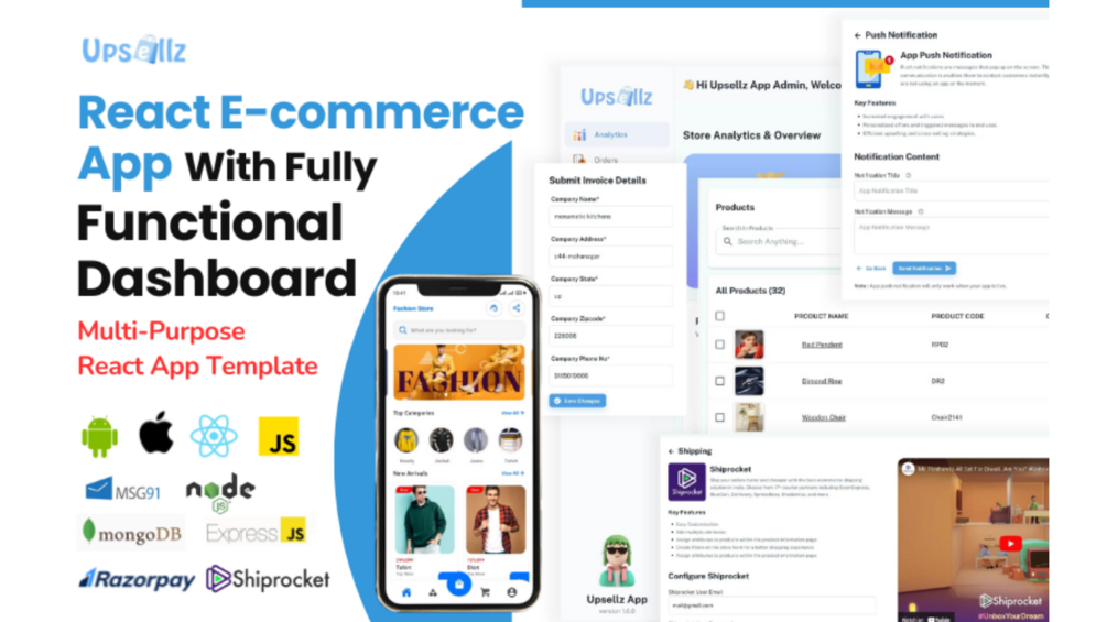 Upsellz | React-Native E-commerce Mobile App With Functional Dashboard ...