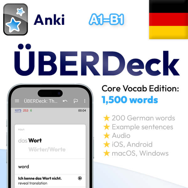 ÜBERDeck: The Best German Anki Deck – 1,500 Core Vocab Edition