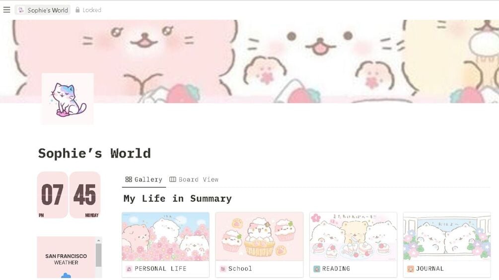 Cat Theme Notion Template - Notion Life Planner