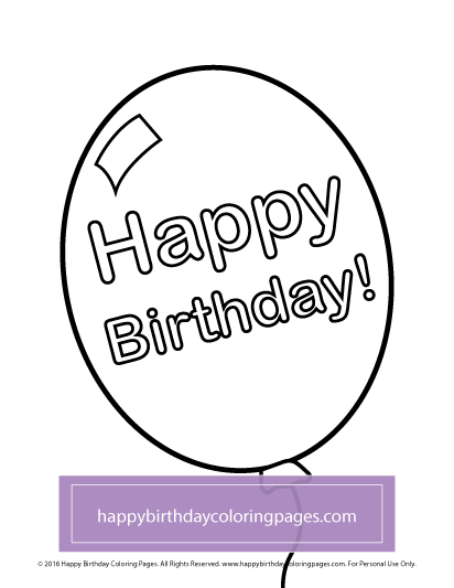 happy birthday balloon coloring page