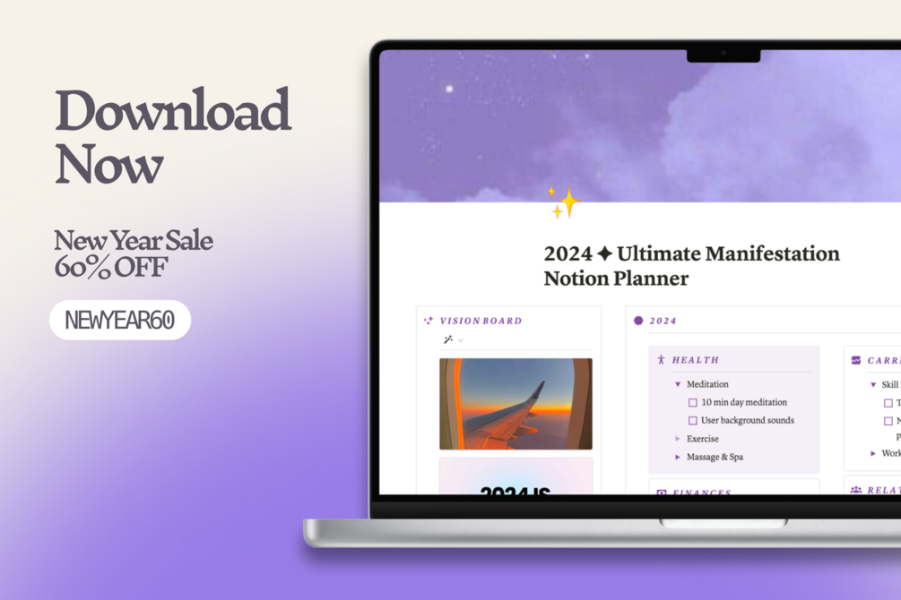 2024 NOTION TUTORIAL 💡✍🏻 Vision Board & Goals Planner for the new year!  💻 