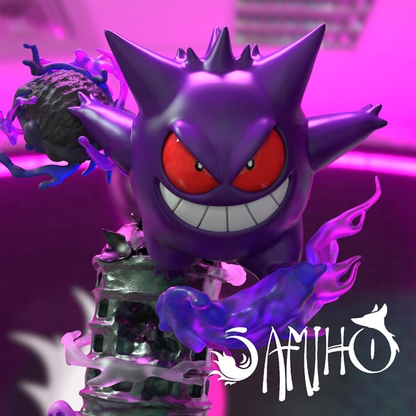 Samiho Studios - Lavender Tower Gengar 3D Figure Sculpture: STLs ready for printing