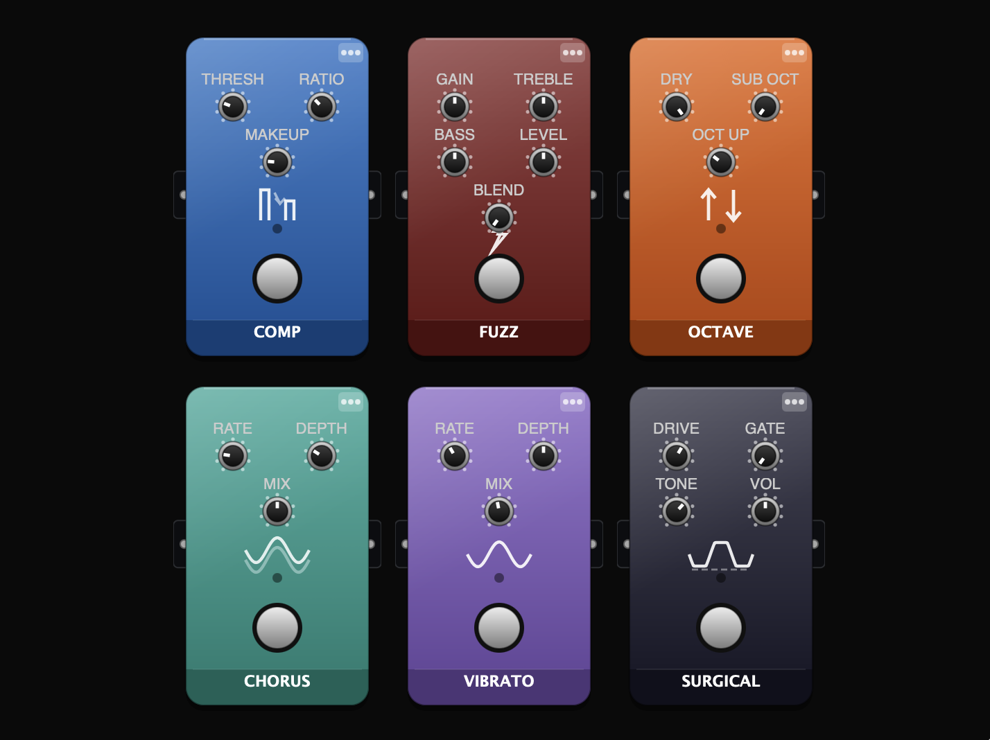 The Mistress pedalboard with six swappable pedal slots
