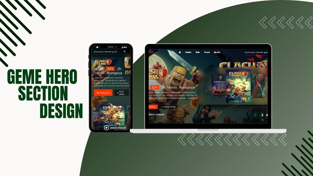 Game Advertising Hero section design
