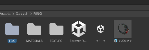 Project folder structure — FBX, Materials, Texture kept separate