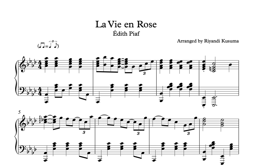 La Vie En Rose - Édith Piaf (Sheet Music)