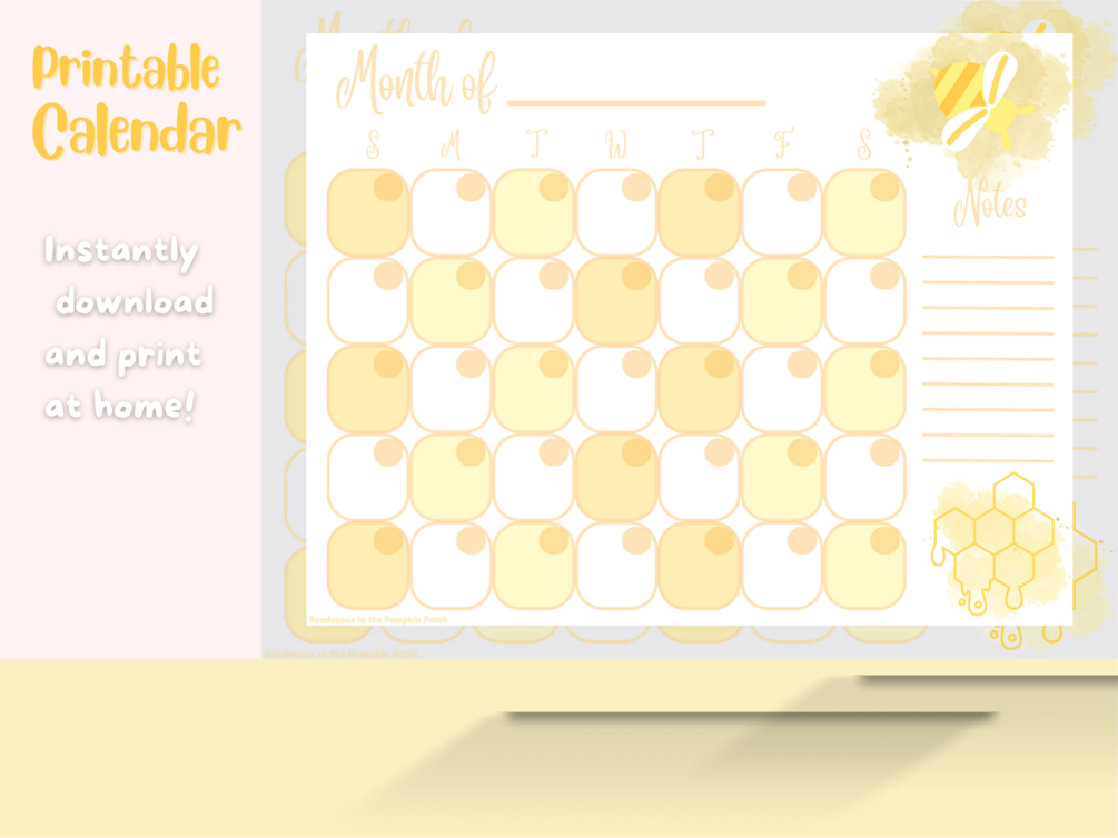 Printable Calendar Honeybee