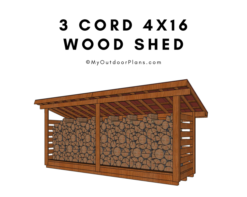 4x16 3 Cord Firewood Shed Plans