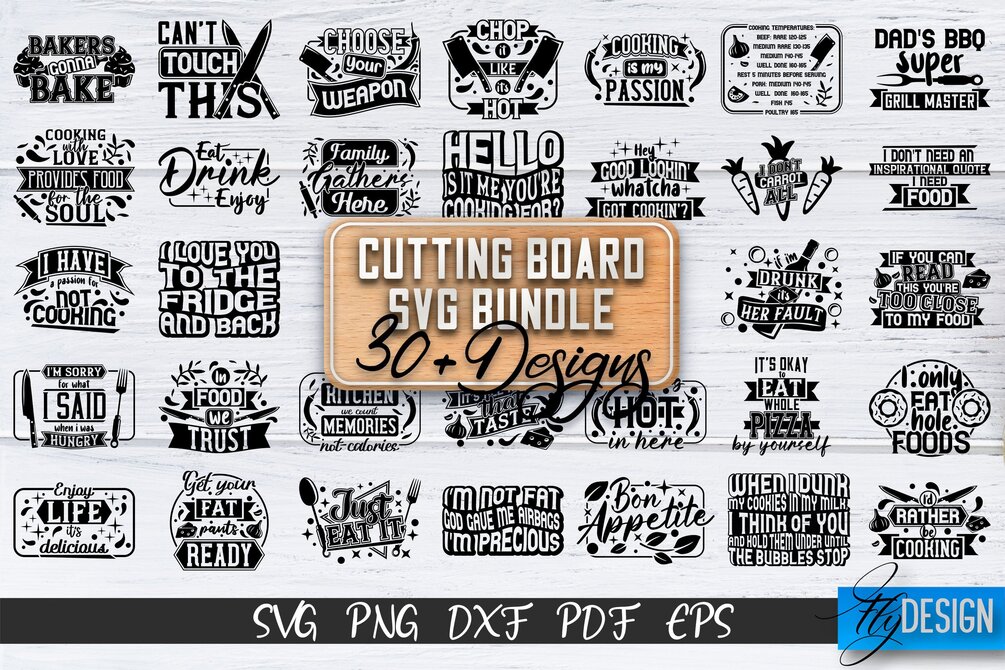 Cutting Board SVG Bundle, Kitchen SVG