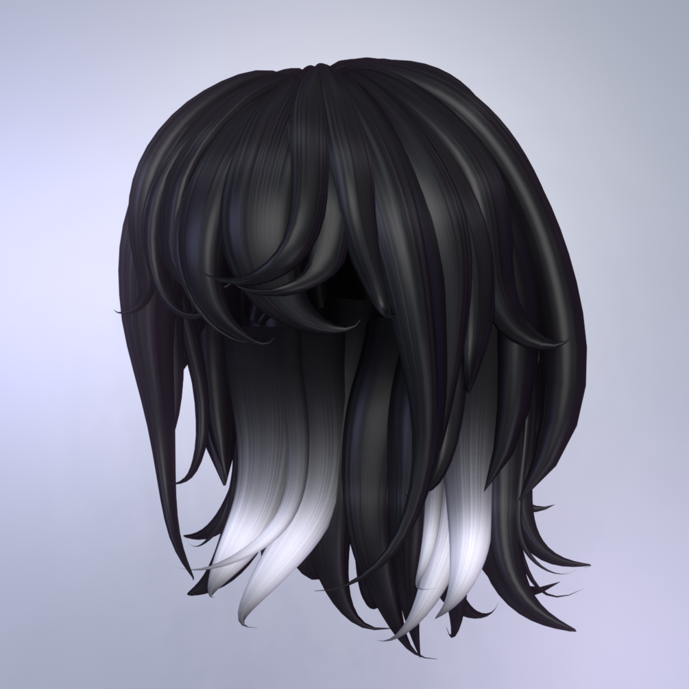 Black and White Wolfcut Hair - Roblox