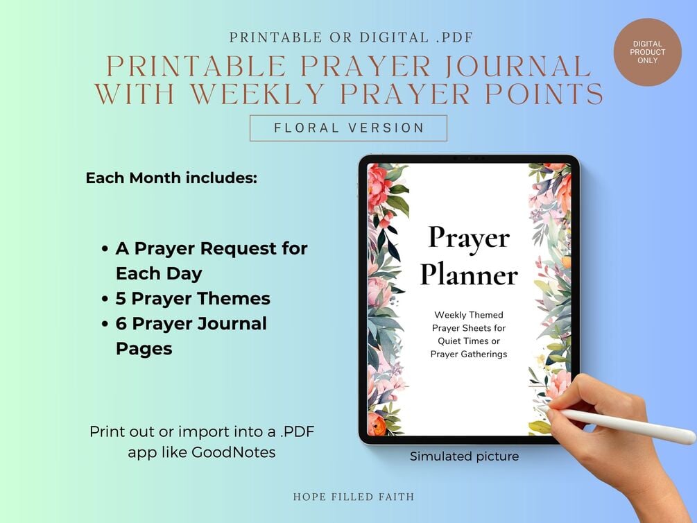 Printable Prayer Journal with Weekly Prayer Points, Christian Digital ...