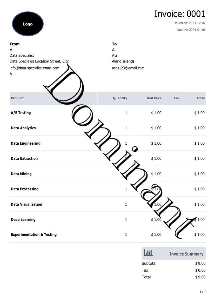 Tax invoice as a digital document 