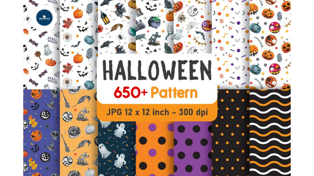 Pack of Halloween digital paper patterns after updating 800+