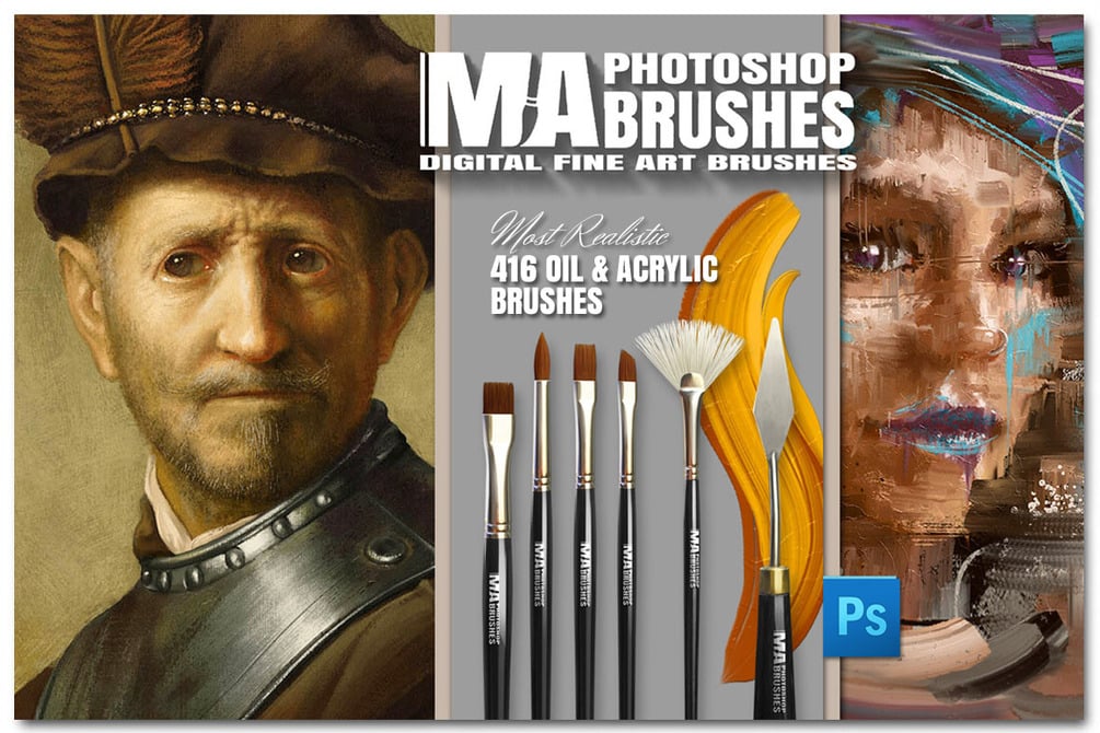 Realistic Photoshop Oil & Acrylic Brush Pack - MA-BRUSHES