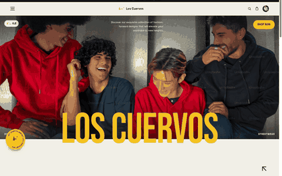 Desktop walkthrough preview of the Los Cuervos — Be Bold, Be Confident website template