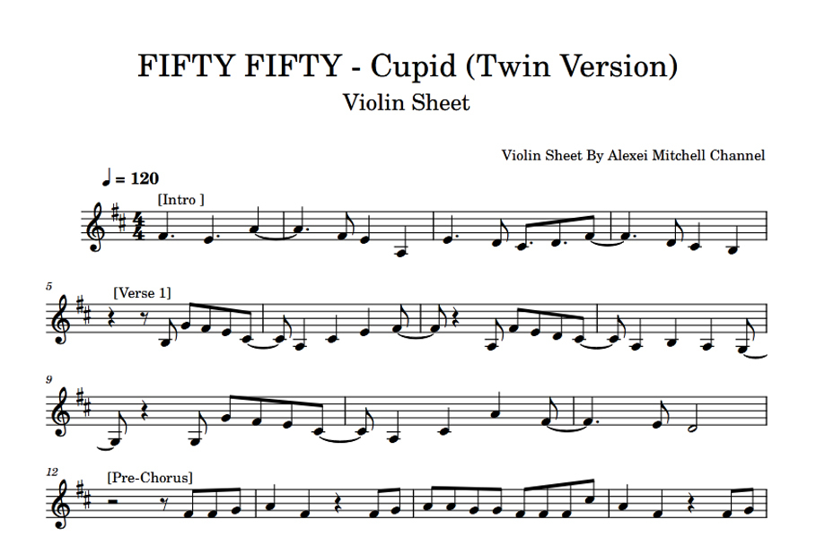 FIFTY FIFTY Cupid Violin Sheet