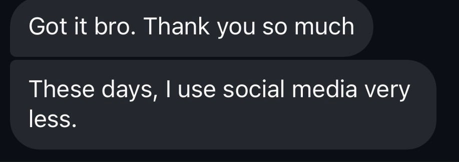Anonymized Instagram conversation showing individual fitness guidance