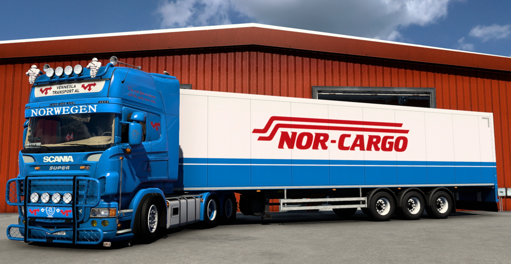 Scania RJL 5s Vennesla Transport / Nor|Cargo Combo Skin by ETS2 Hedmark Truckstyling