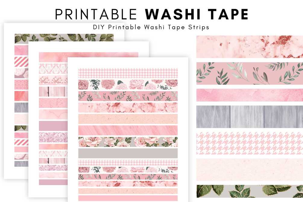 Blush Floral Printable Washi Tape