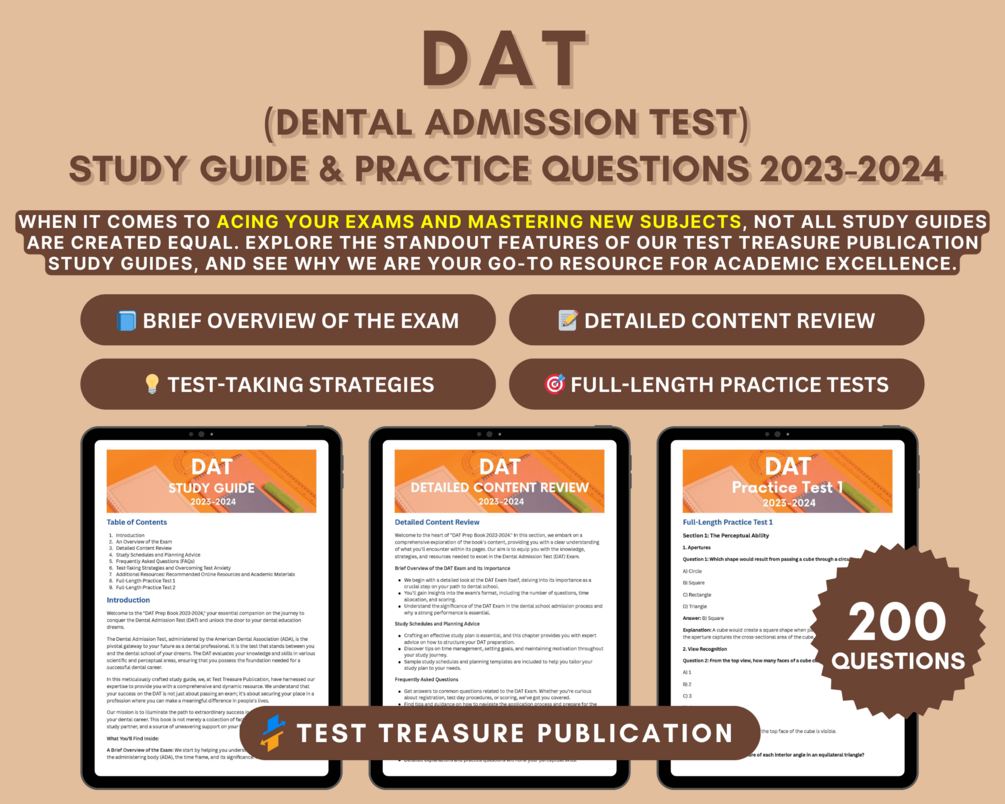 DAT Study Guide 20232024 InDepth Content Review, Practice Tests