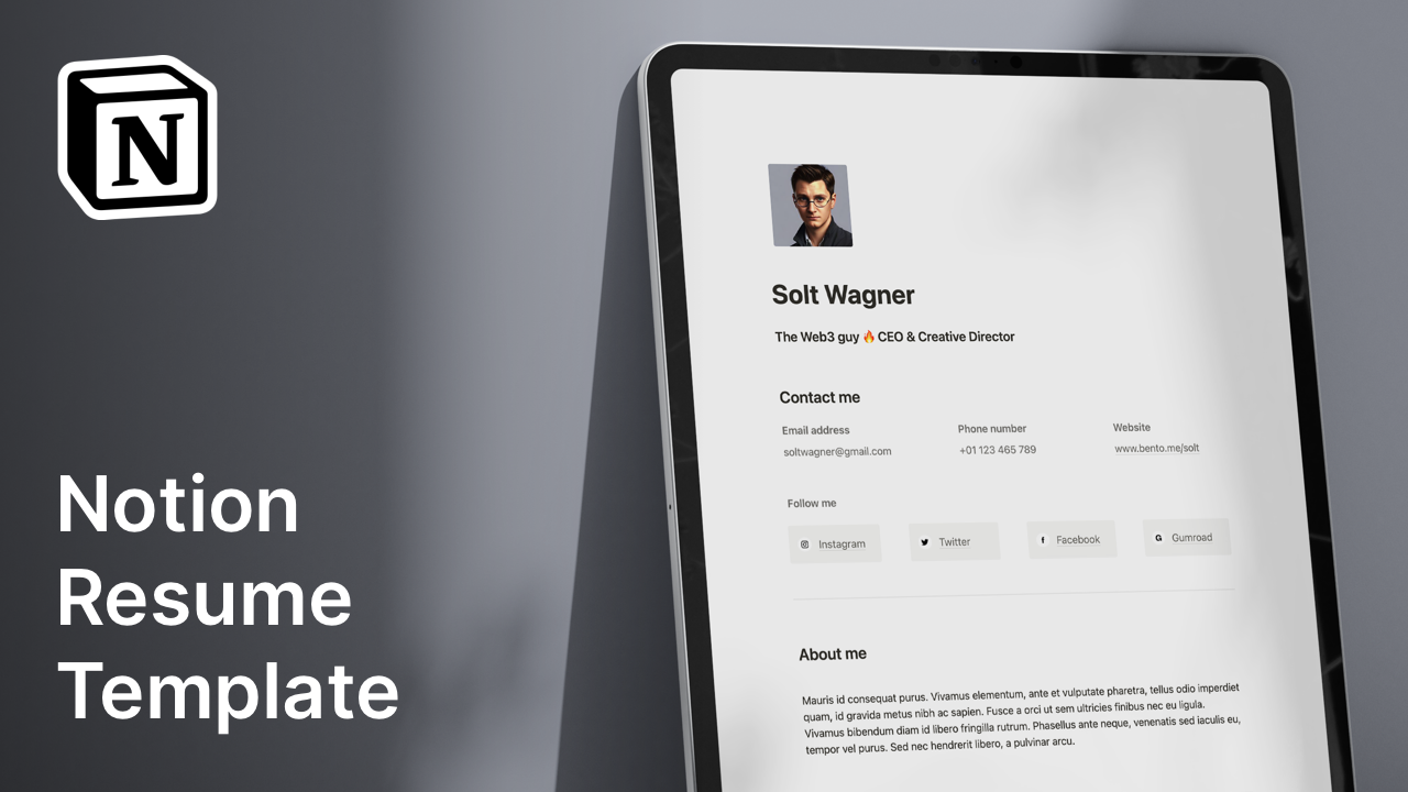 Notion Resume Template for Free