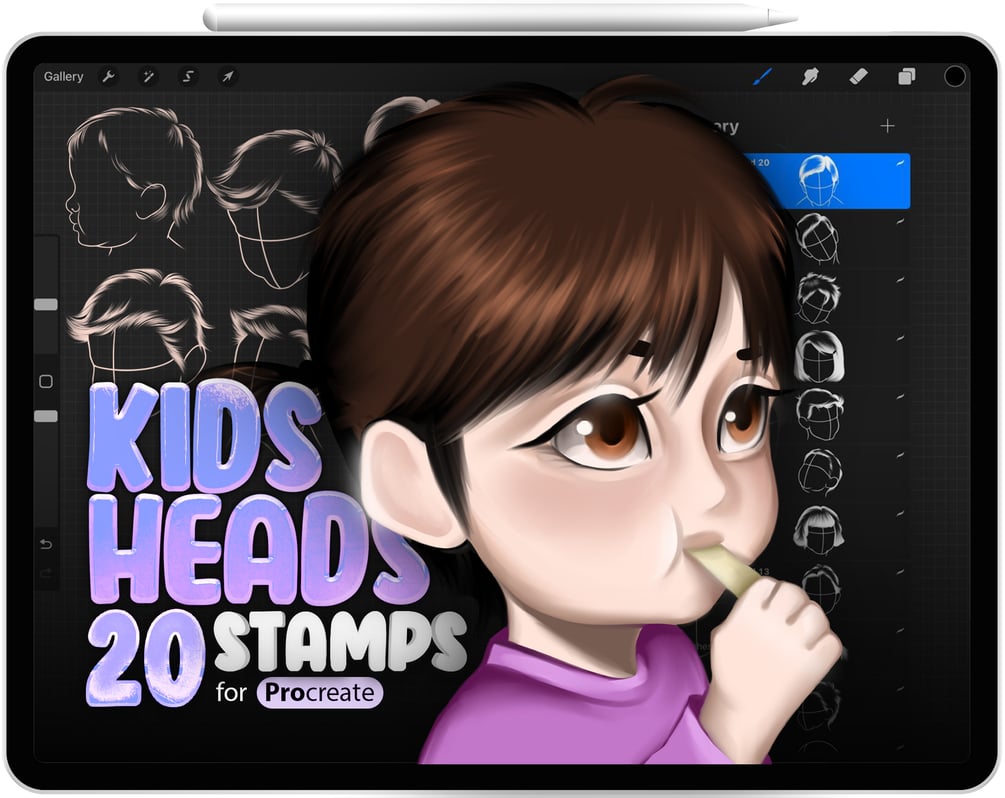 20 Procreate Kids Portraits Stamp Brushes Collection by ProCreativeBreeze