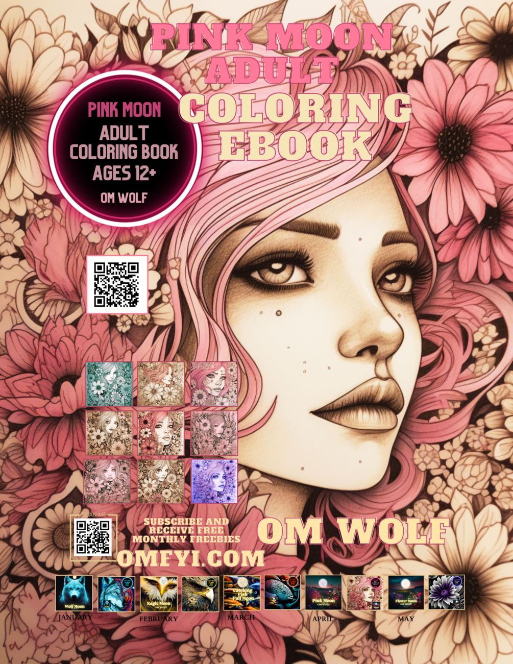 Pink Moon Adult Coloring Book (PDF)