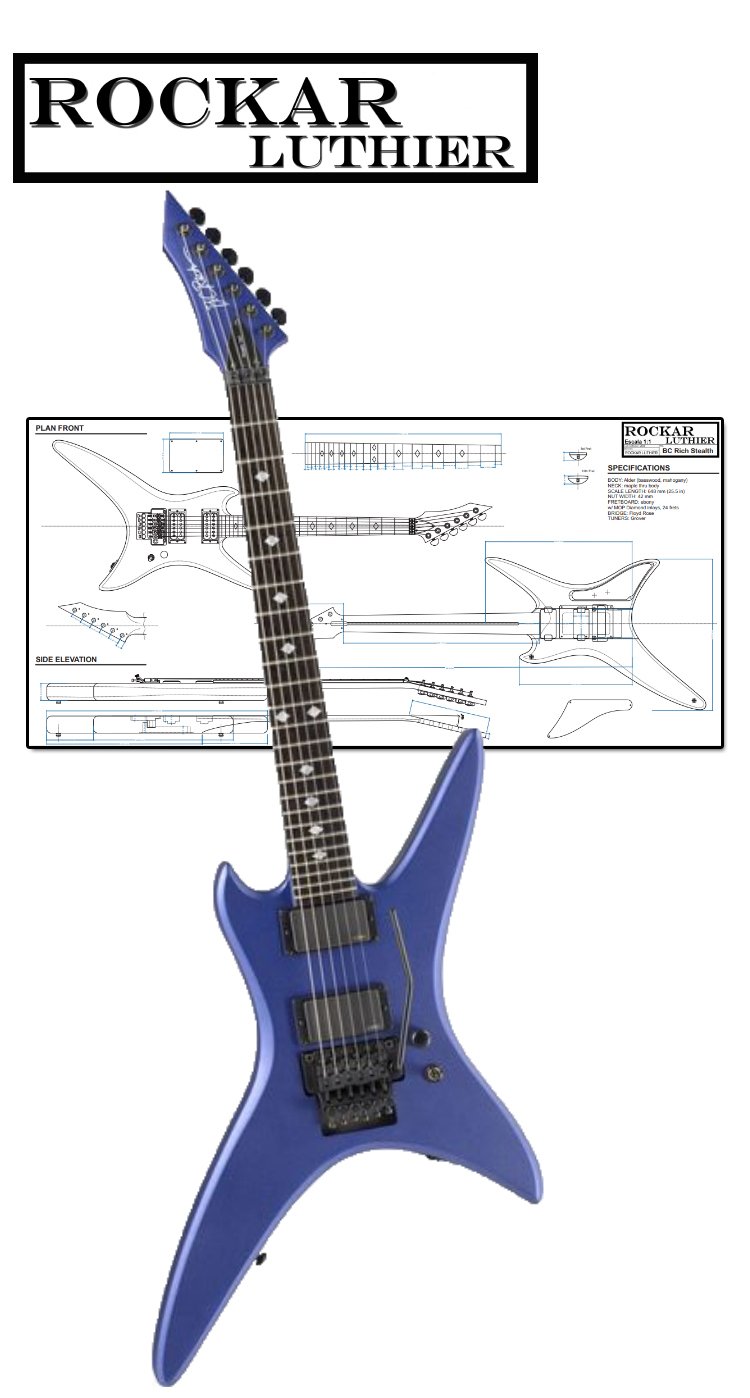 Plans/Blueprints for luthier, Style B.C. Rich Stealth guitar