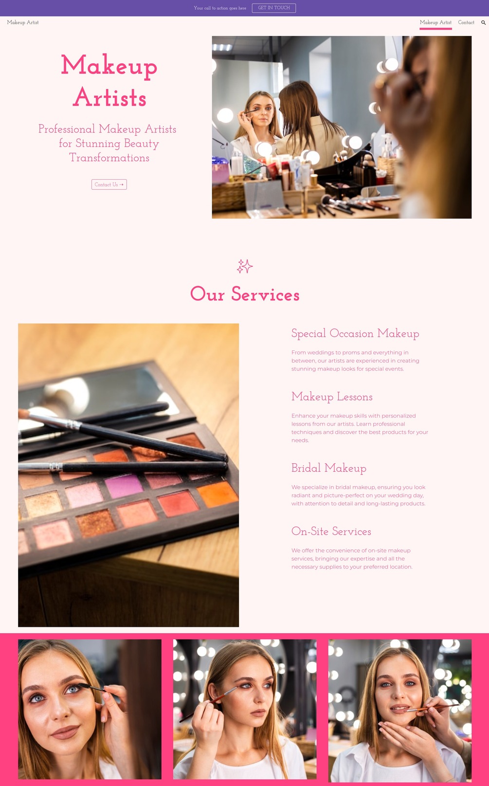 Makeup Artist Google Sites Template