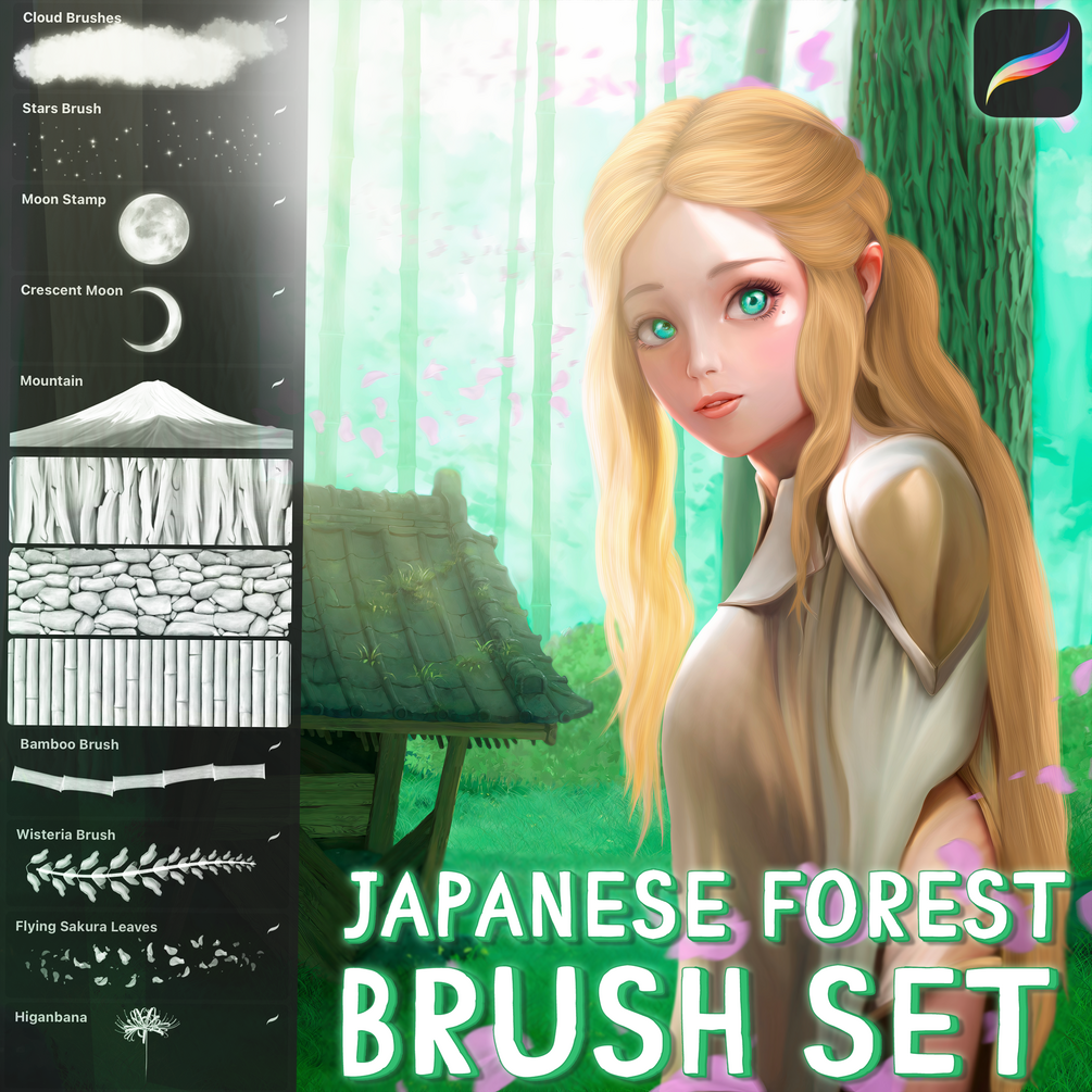 Free Japanese Forest Brush Set for Procreate by di_syukov