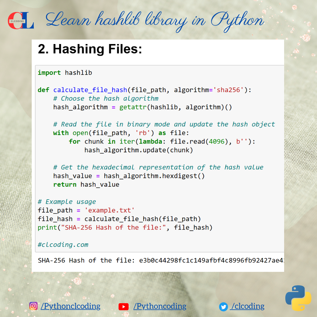 Learn hashlib library in Python - Python Coding