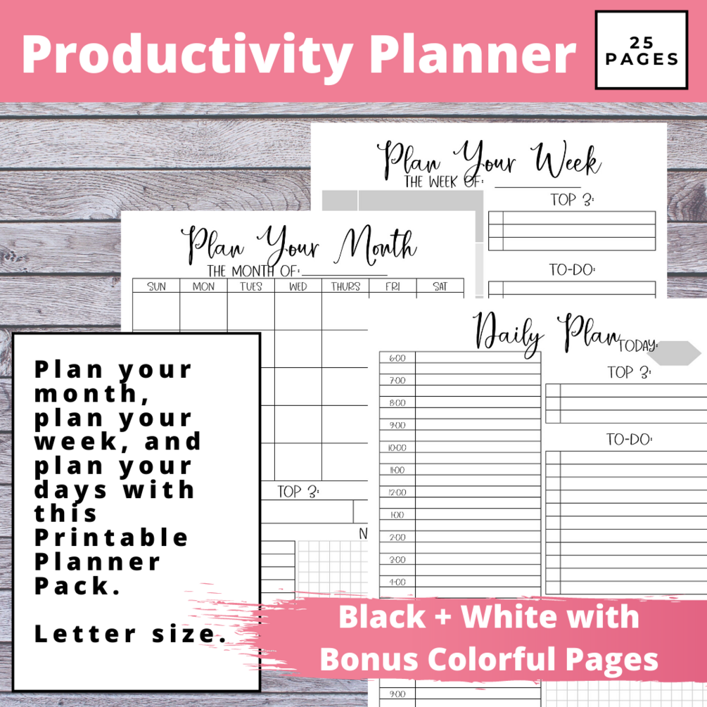 Daily Planner Printable, Productivity Planner, Daily to Do List