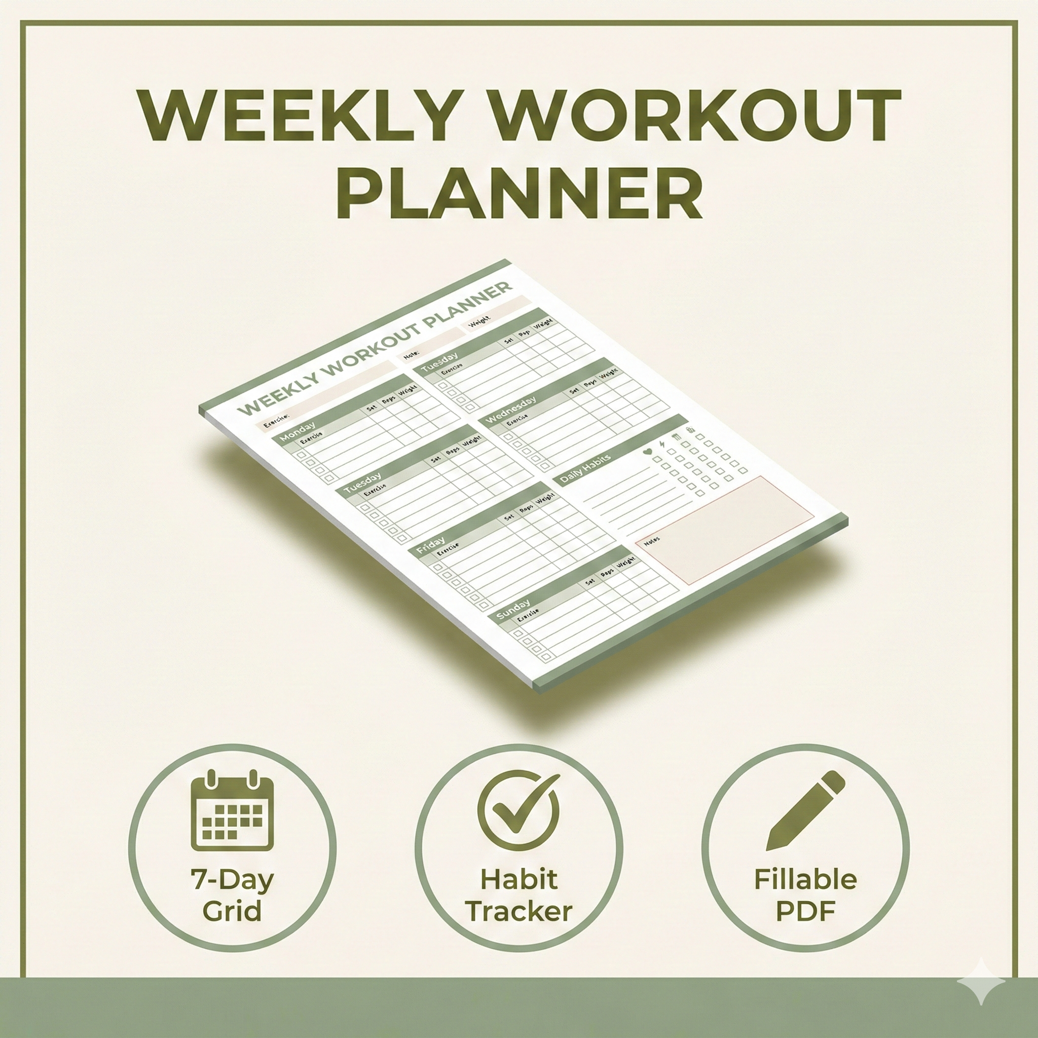 Printable Weekly Workout Planner with Monthly Habit Tracker