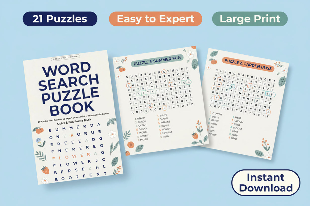 Printable Word Search Puzzle Book Cover