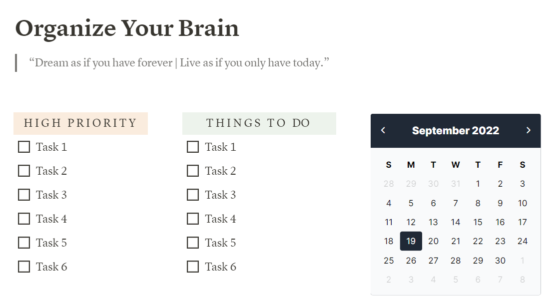 Organize Your Brain Notion Template