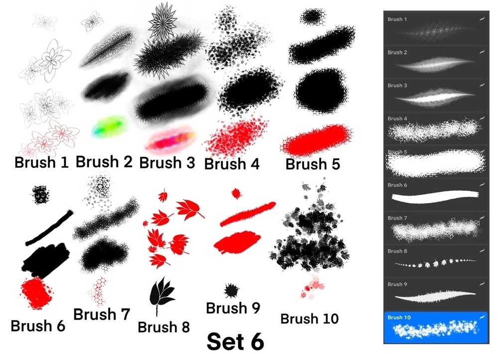 10 Procreate 5 Brushes | set 6 by drakeshirecreations