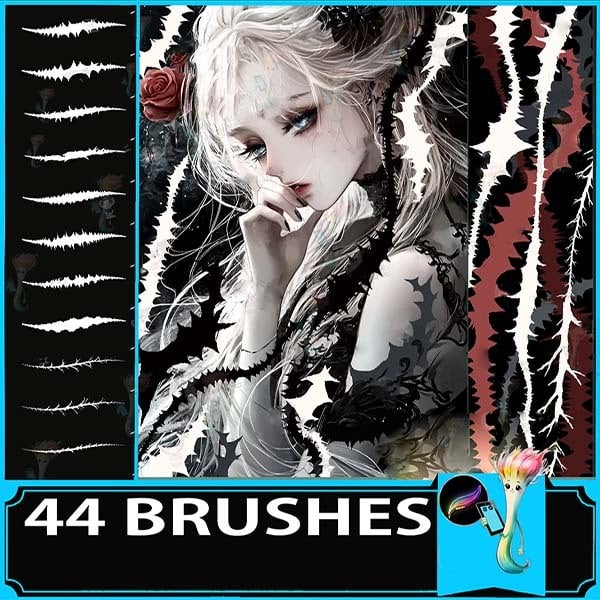 Thorn branches procreate brush dark jungle plant vines branches branches barbs comics writing words,thorn brush, vine brush by best procreate brushes