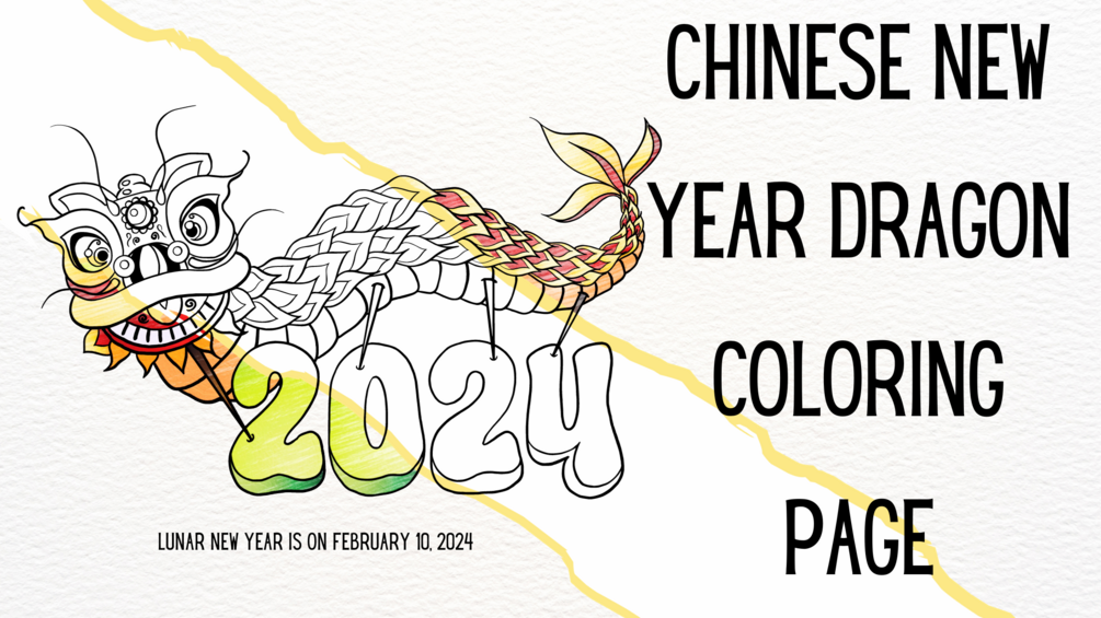 Lunar New Year 2024 Dragon Coloring Page