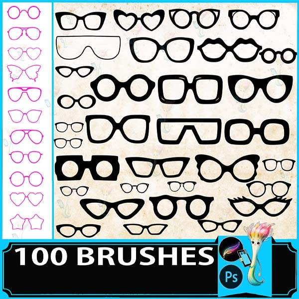 procreate brush ps brush portrait glasses sunglasses goggles retro fashion frame decoration by best procreate brushes